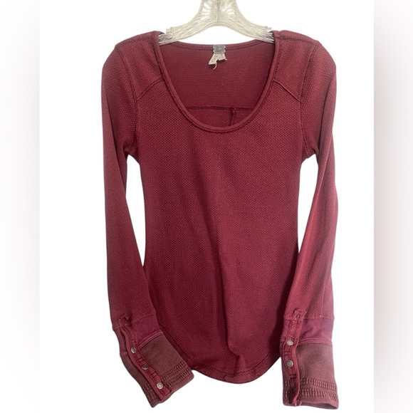 Free people We the Free Thermal waffle Cuff long sleeve shirt size Medium - Picture 6 of 6